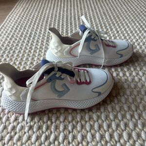 G/FORE Court Shoes in White with Blue and Pink Details
